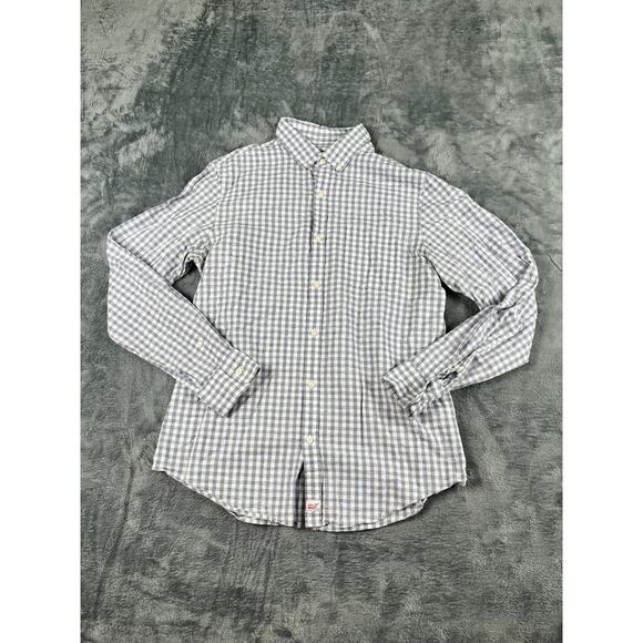 Vineyard Vines Murray Shirt Med Slim Fit Blue White Check Button Down Preppy * - Picture 1 of 10